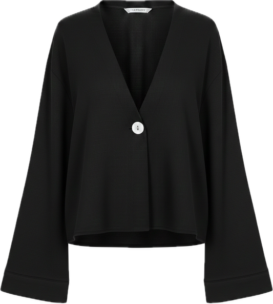 Ribbed-Flare Sleeve Blouse