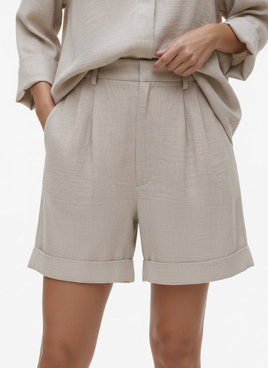 Ribbed Sleeve Linen Short