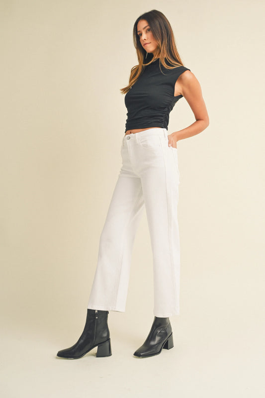 The Slim Wide Leg Jean Blanco