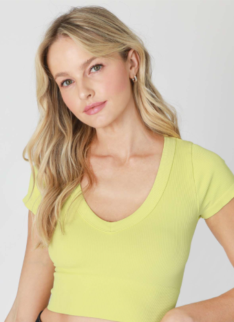 V Neck Crop Tee