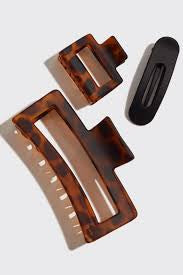 Recycled Plastic Assorted Claw Clips 3PC set