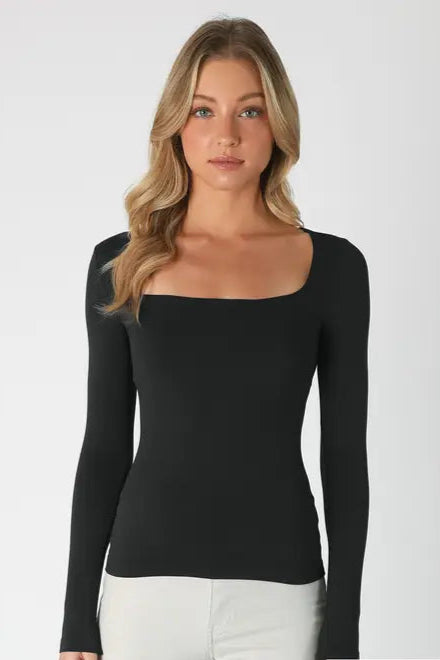 Clean Line Square Neck LS Top