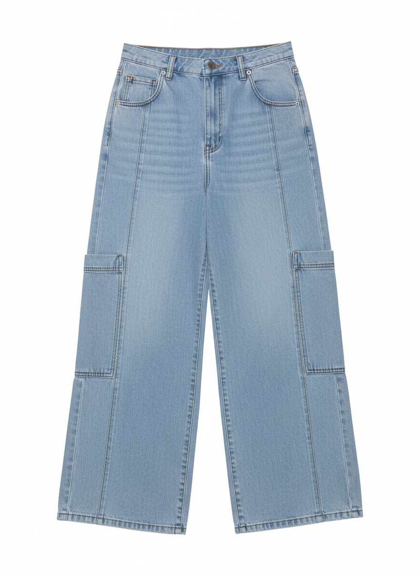 Low Rise Cargo Denim Jean