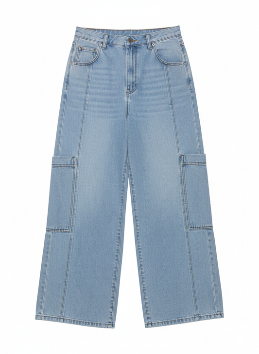 Low Rise Cargo Denim Jean