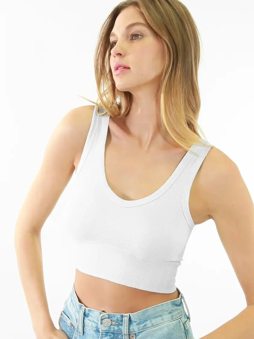 Reversible Herringbone Crop Top