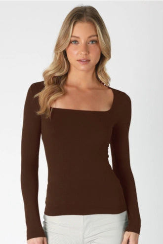 Clean Line Square Neck LS Top