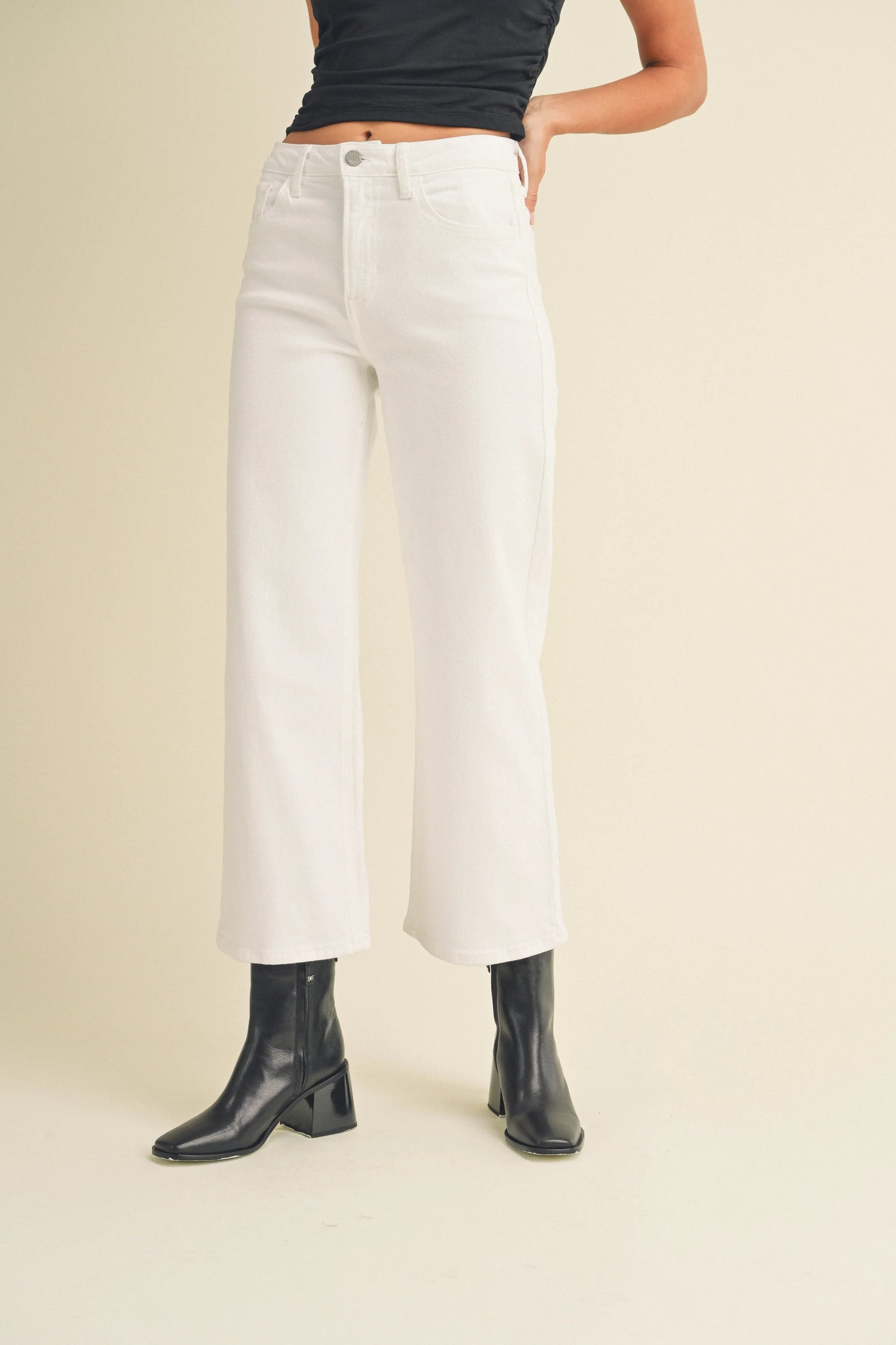 The Slim Wide Leg Jean Blanco