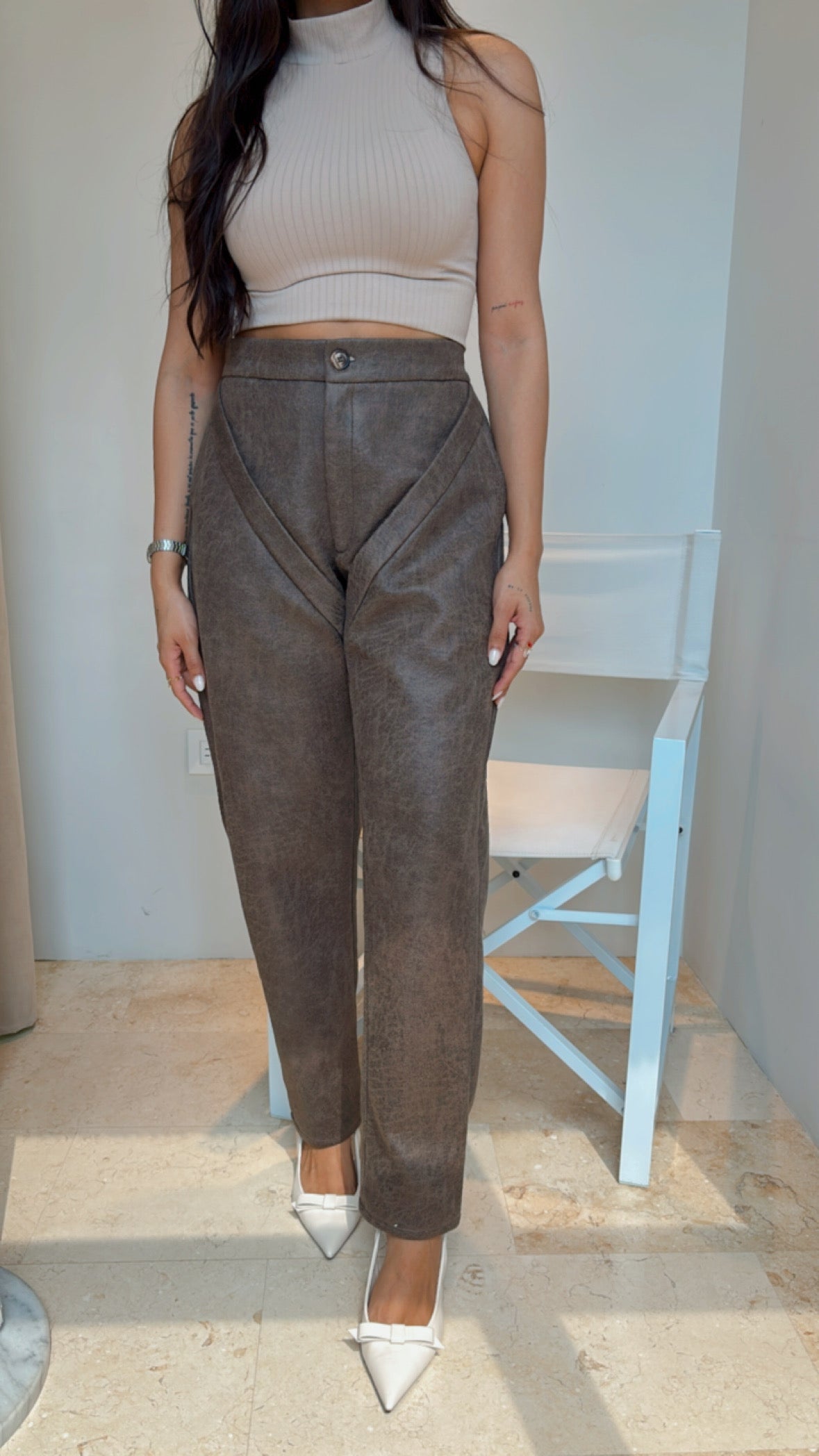 Pantalón de Cuero Gastado