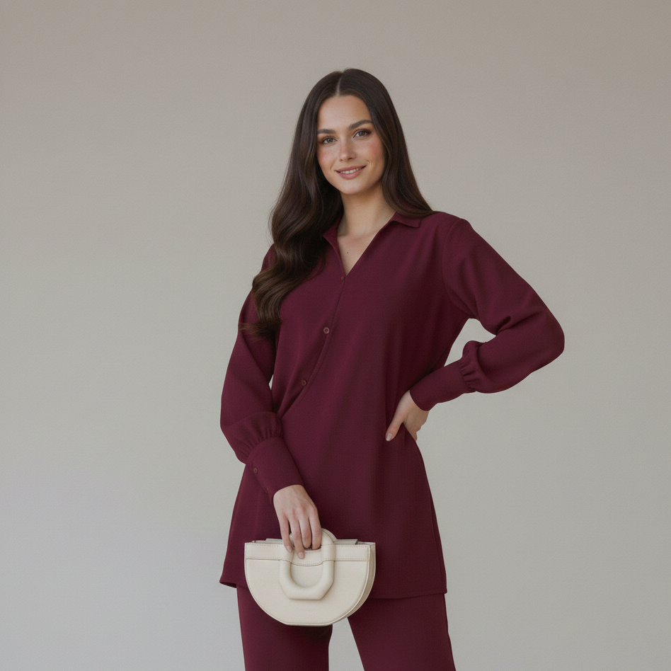 Wine Buttoned Shirt