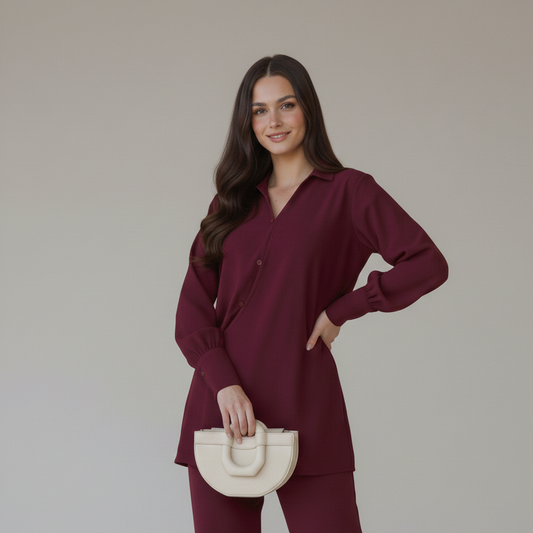 Wine Buttoned Shirt
