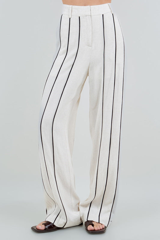 Pantalón de lino con Rayas