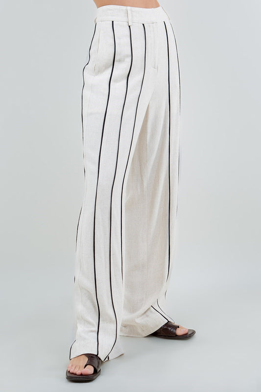 Pantalón de lino con Rayas