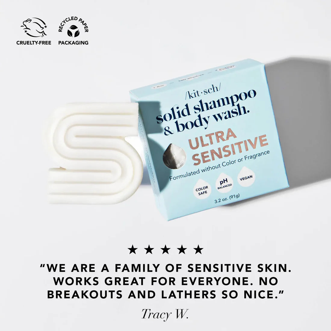 Ultra Sensitive Solid Shampoo & Body Wash Bar